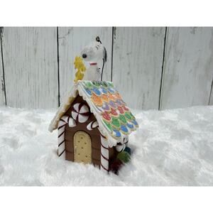 Snoopy Woodstock Gingerbread House Christmas Ornament Peanuts Resin 4.5”